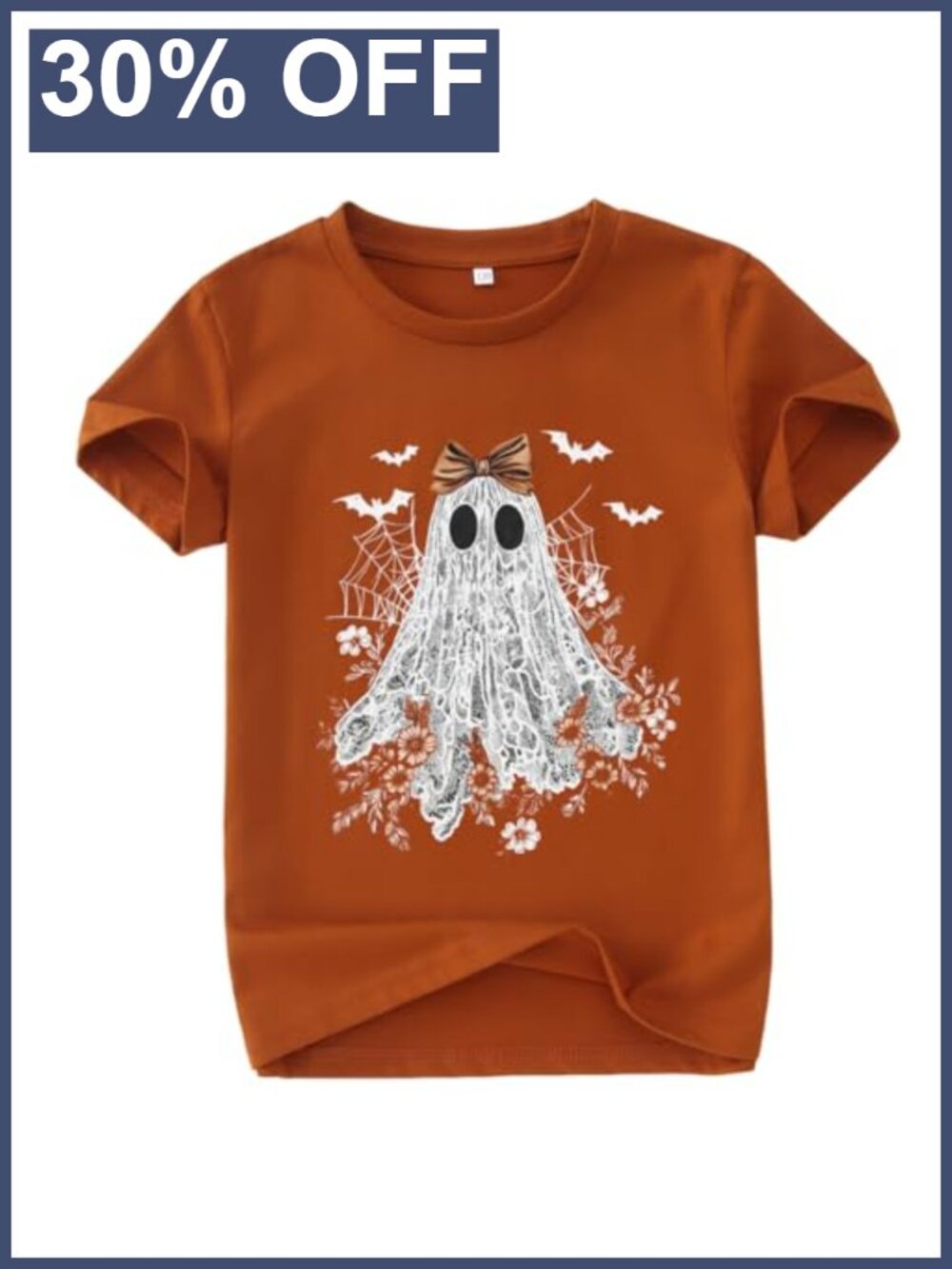 Girls Floral Bow Lace Ghost Halloween Tee